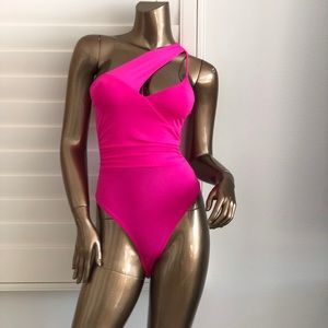 Here To Stay Bodysuit - Neon Pink!
